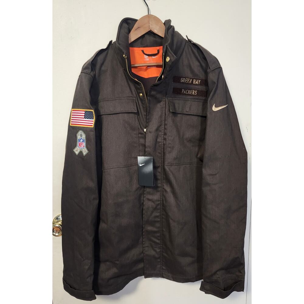 New Nike Men's Salute to Service Canvas Military Jacket NFL Green Bay Packers M